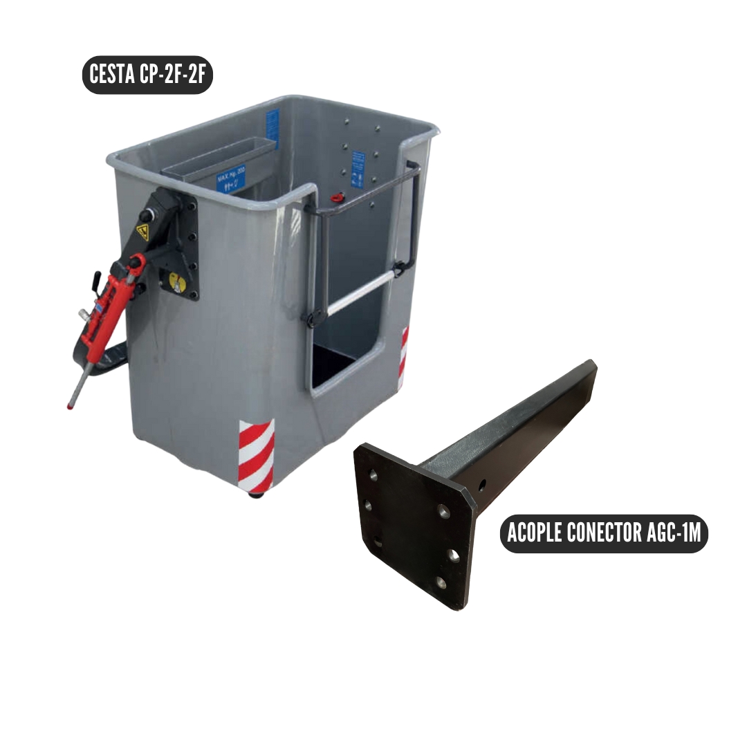 CESTA PORTAOPERARIOS + ACOPLE CONECTOR   OF-CP-2F2F+A 